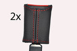 red stitch FITS CITROEN SAXO 96-04  FRONT SEAT BELT STALK LEATHER COVERS
