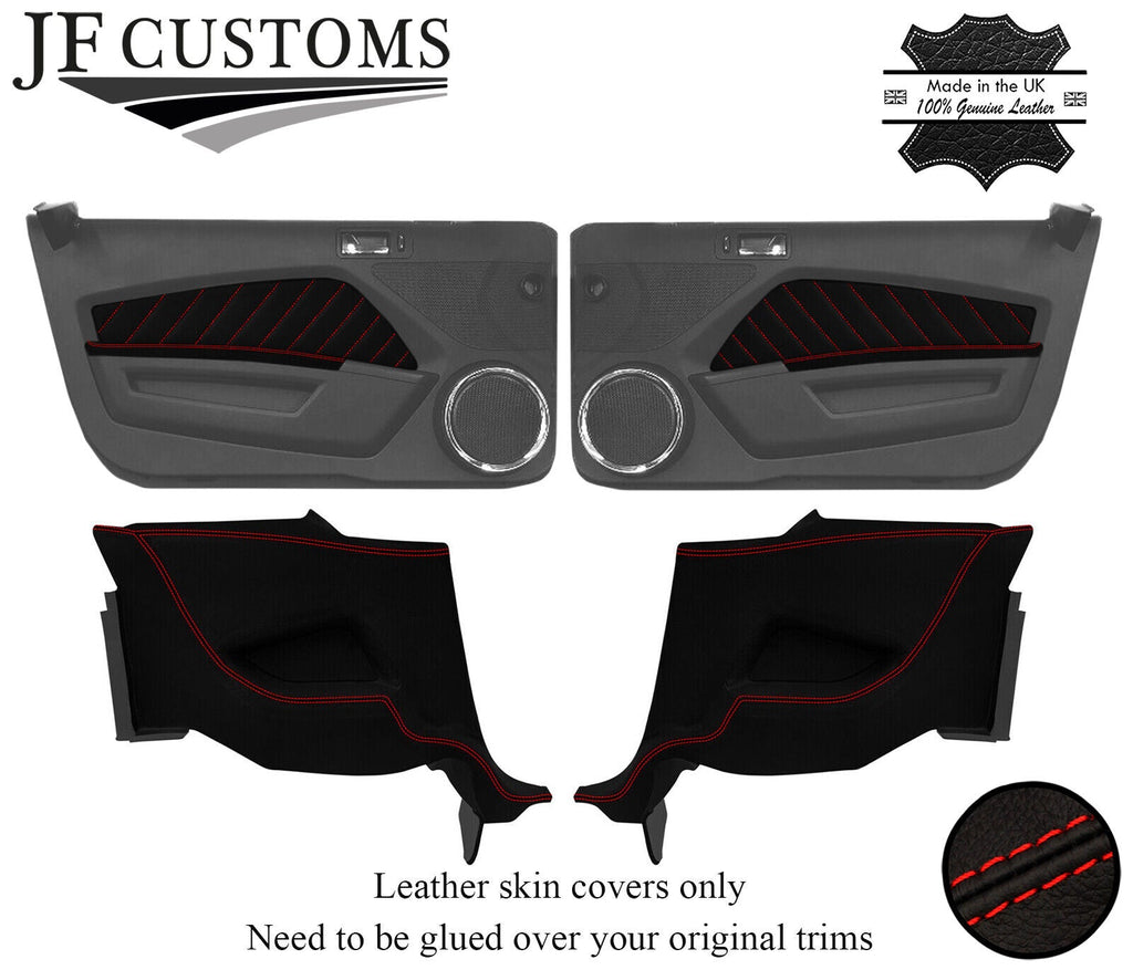 RED STITCH 4X FRONT DOOR TRIM+ARMREST+REAR DOOR COVERS FOR FORD MUSTANG 10-14