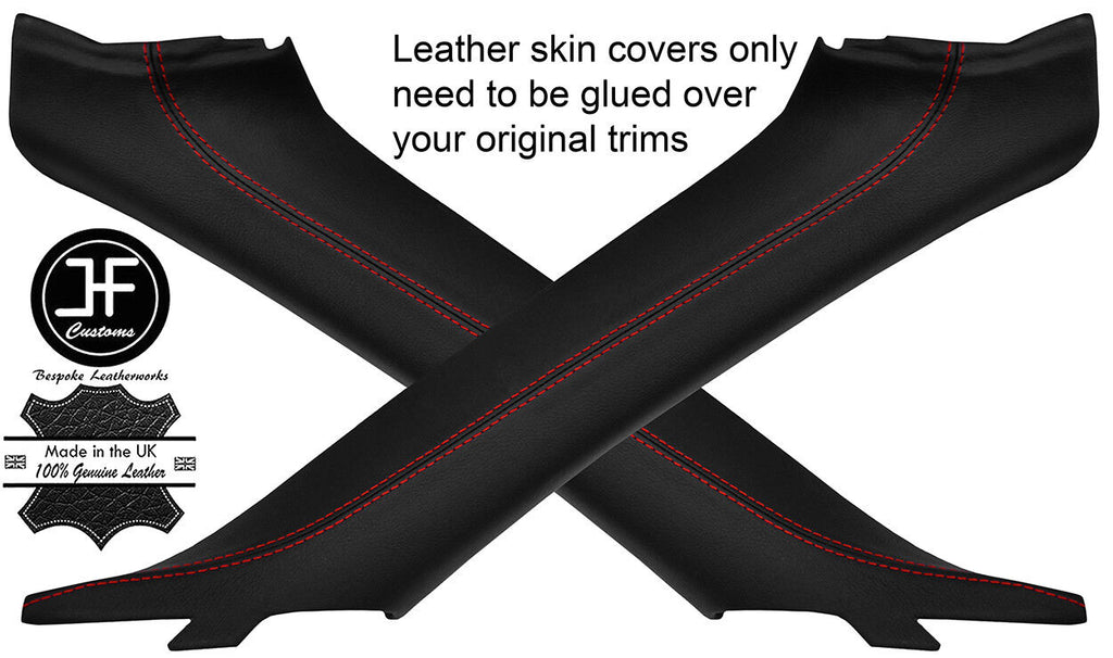 RED STITCH 2X A PILLAR LEATHER COVERS FOR AUDI TT CONVERTIBLE 98-06 STYLE 2