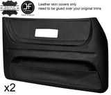 BLACK LEATHER 2X FRONT FULL  DOOR CARD TRIM COVERS FITS SAAB 900 CLASSIC 78-93