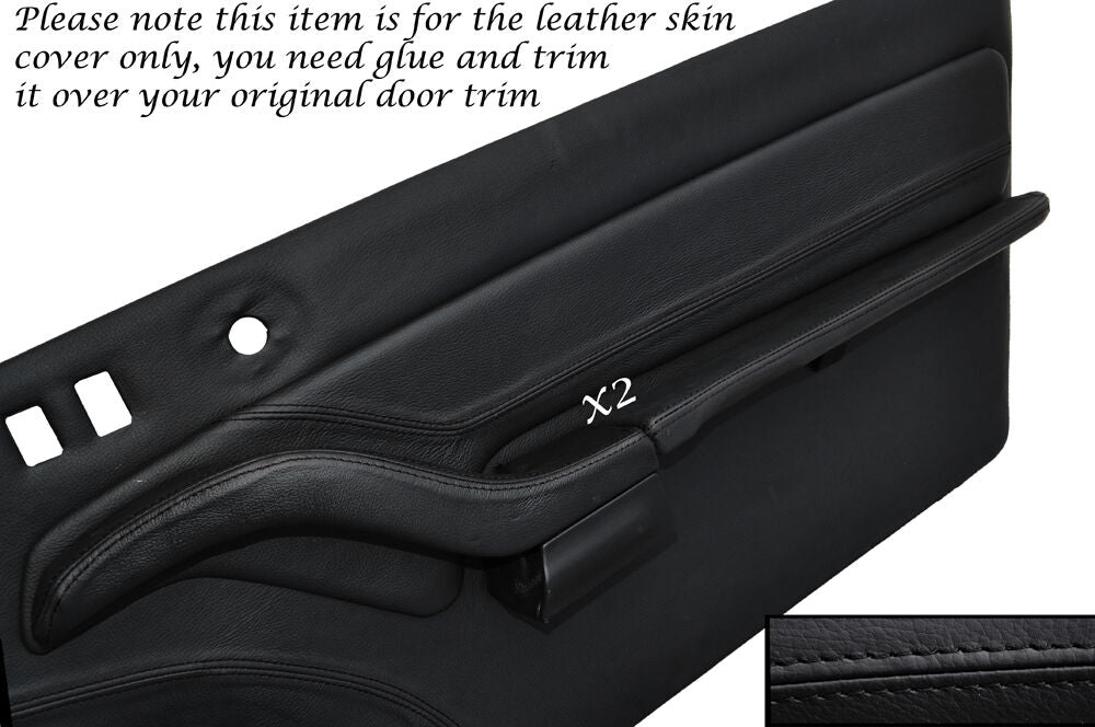 BLACK STITCH 2X TOP DOOR TRIM  & 2X HANDLE ARMREST SKIN COVERS FITS PORSCHE 993