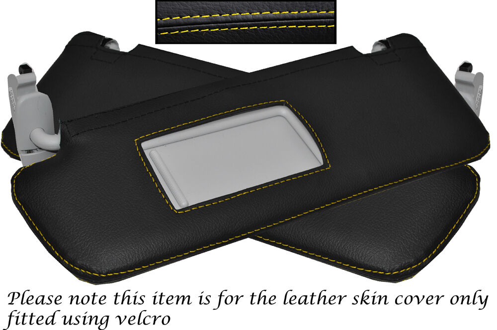 YELLOW STITCHING  2X SUN VISORS LEATHER SKIN COVERS FITS AUDI A5 2007-2011