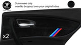 BLACK STITCH TRI STRIPE 2X REAR DOOR CARD TRIM SUEDE COVERS FOR BMW 1 E87 04-12