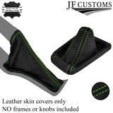 L GREEN STITCH ITALIAN LEATHER GEAR HANDBRAKE GAITER COVERS FOR FORD FOCUS 14-18