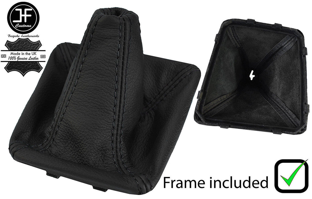 BLACK STITCH LEATHER GEAR GAITER+PLASTIC FRAME FOR MERCEDES A CLASS W176 12-16