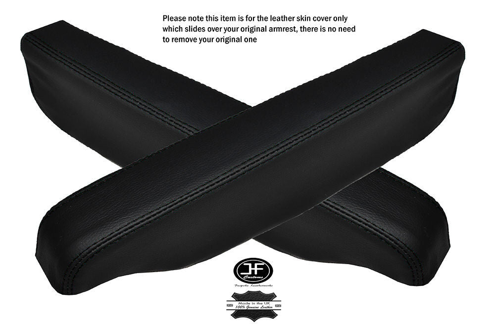 BLACK STITCH 2X SEAT ARMREST COVERS FOR LANDROVER DISCOVERY MK1 MK2 96-2004