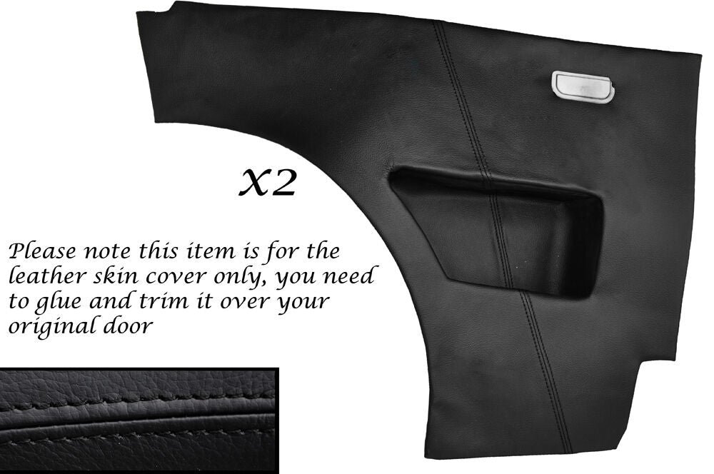 BLACK STITCH 2X REAR DOOR CARDS LEATHER SKIN COVERS FITS TRIUMPH HERALD