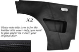BLACK STITCH 2X REAR DOOR CARDS LEATHER SKIN COVERS FITS TRIUMPH HERALD