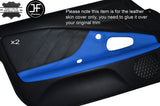 BLACK PERFORATED & BLUE LEATHER 2X DOOR CARD TRIM COVER FITS HONDA S2000 99-03