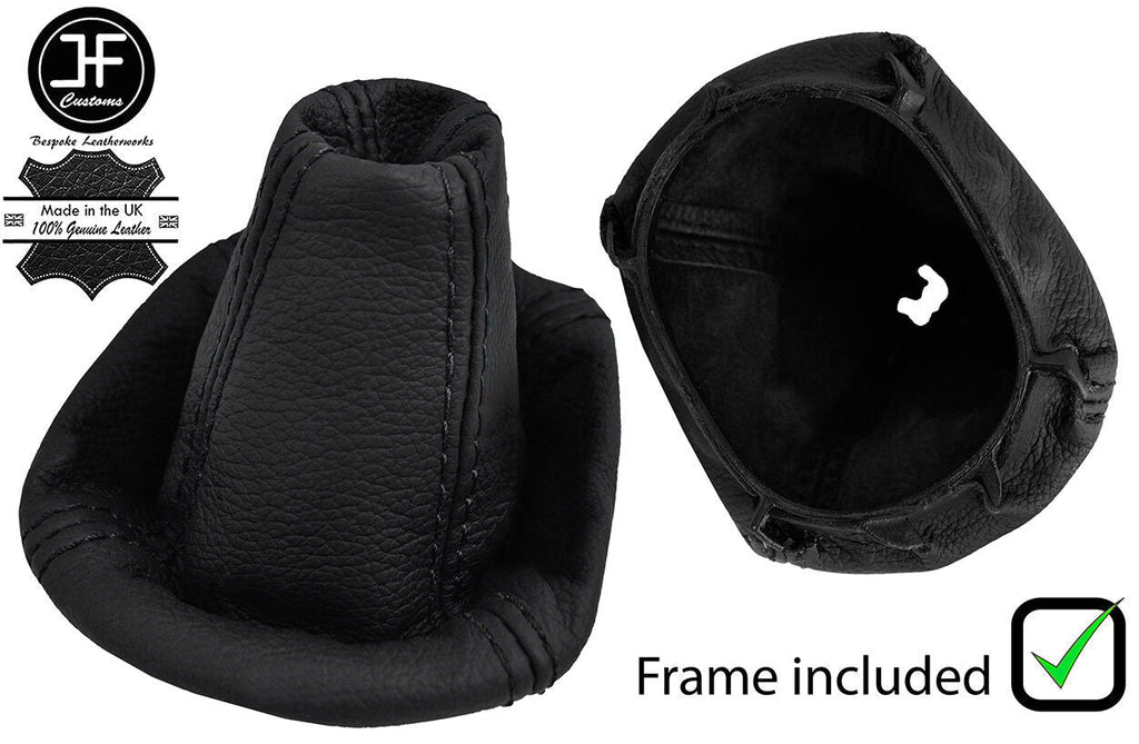 BLACK STITCH LEATHER GEAR GAITER WITH PLASTIC FRAME FOR SMART FORFOUR 2004-2006