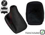 RED STITCH REAL LEATHER GEAR GAITER+PLASTIC FRAME FITS VW GOLF 4 MK4 IV 98-05