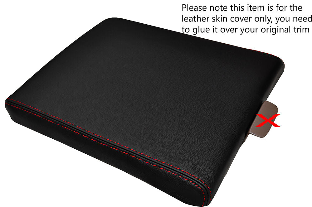 RED STITCHING ARMREST LID LEATHER SKIN COVER FITS FORD F150 F-150 1997-2003