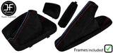 RED & TRI STITCH SUEDE MANUAL GAITER SET+PLASTIC FRAME FOR BMW 3 E36 91-99