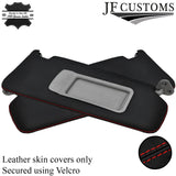 RED STITCH 2X SUN VISOR REAL LEATHER COVERS FITS BMW 3 SERIES E91 E92 2005-2013
