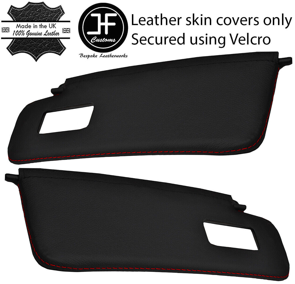 RED STITCHING 2X SUN VISORS LEATHER COVERS FITS HONDA S2000 1999-2009 STYLE 2