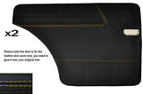 YELLOW STITCH 2X REAR DOOR CARD LEATHER SKIN COVERS FITS FORD 100E CUSTOM NEW