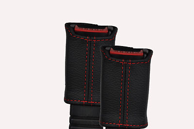 red stitch FITS HYUNDAI ACCENT 2X FRONT SEAT BELT STALK LEATHER COVERS
