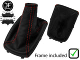 RED STITCH LEATHER GEAR GAITER+PLASTIC FRAME FITS CHEVROLET NUBIRA 05-10