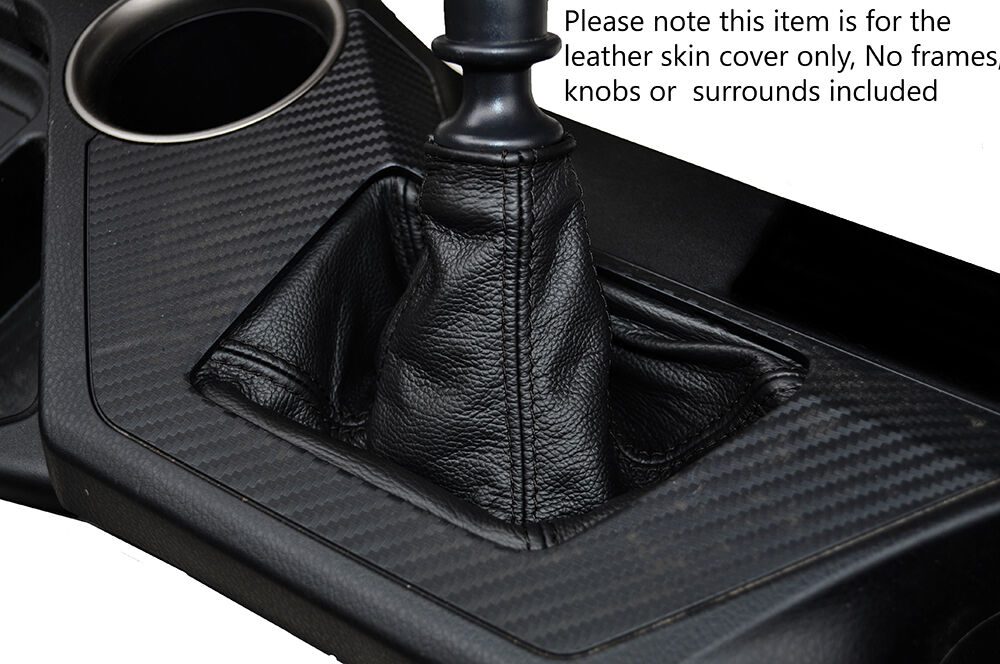 BLACK STITCHING MANUAL LEATHER GEAR GAITER FITS TOYOTA RAV 4 2012-2016