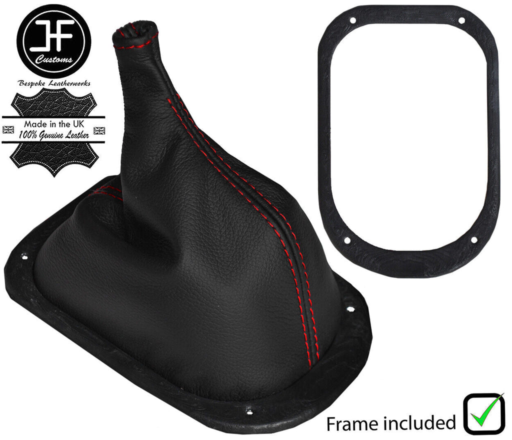RED  STITCH REAL LEATHER GEAR GAITER + PLASTIC FRAME FITS MG MIDGET 64-79
