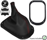 RED  STITCH REAL LEATHER GEAR GAITER + PLASTIC FRAME FITS MG MIDGET 64-79