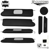 FITS MG MGB 62-80 CONVERTIBLE BLACK CROSS STITCH 2X SUN VISOR LEATHER COVERS