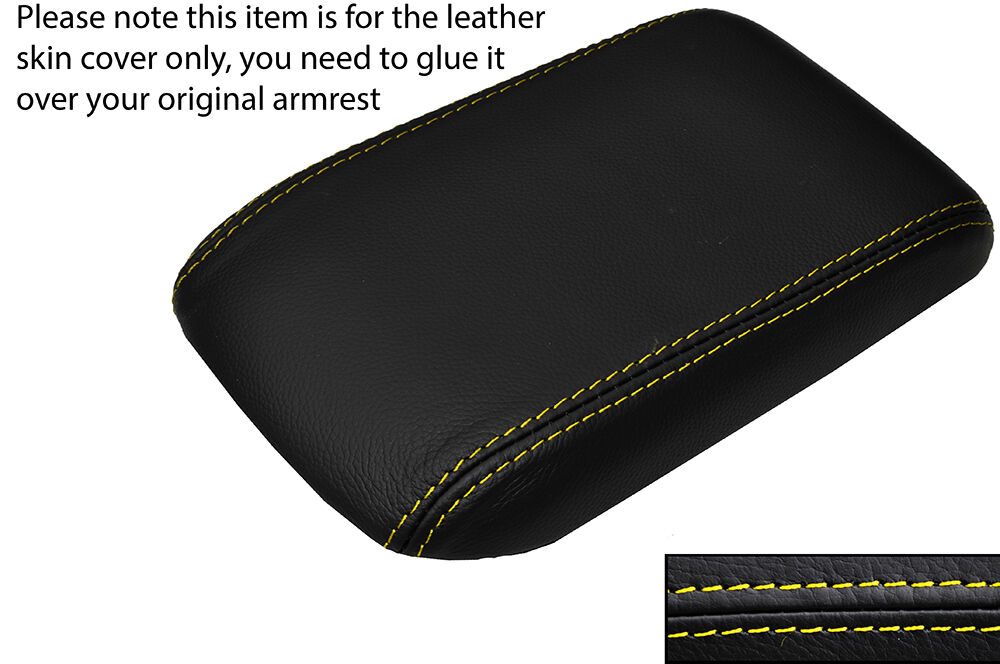 YELLOW STITCHING LEATHER ARMREST SKIN COVER FITS HONDA PRELUDE MK5 MK V 97-01