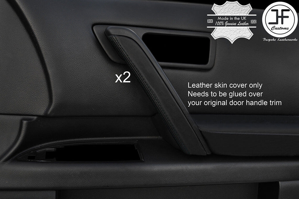 BLACK STITCH 2X FRONT DOOR HANDLE TRIM LTHR COVERS FOR INFINITI FX35 FX45 03-08