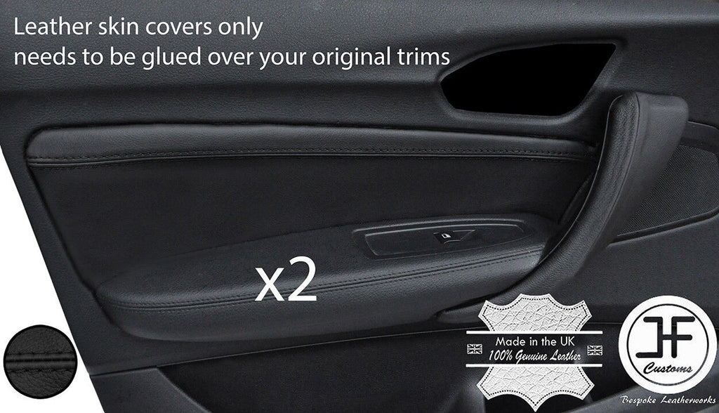 BLACK STITCH 2X FRONT DOOR CARD TRIM LEATHER COVERS FOR BMW F20 F21 11-17