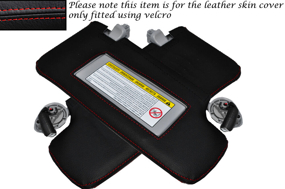 RED STITCH 2X SUN VISORS LEATHER COVERS FITS HONDA CR-Z CRZ 2010-2014 CUSTOM NEW