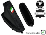 BLACK STICH ITALIAN STRIPE LEATHER HANDBRAKE+PLASTIC FRAME FOR ALFA ROMEO BRERA