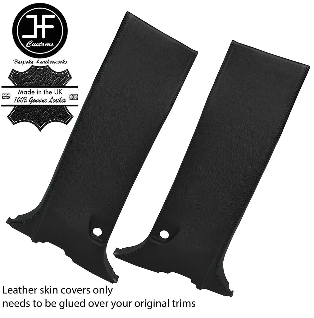 BLACK STITCHING 2X MID LOWER B PILLAR LEATHER COVERS FITS NAVARA D40 2006-2014