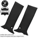 BLACK STITCHING 2X MID LOWER B PILLAR LEATHER COVERS FITS NAVARA D40 2006-2014