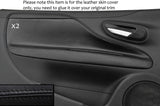 BLACK STITCH 2X DOOR CARD TRIM SKIN COVERS FITS FIAT PUNTO GRANDE EVO 10-14 3DR