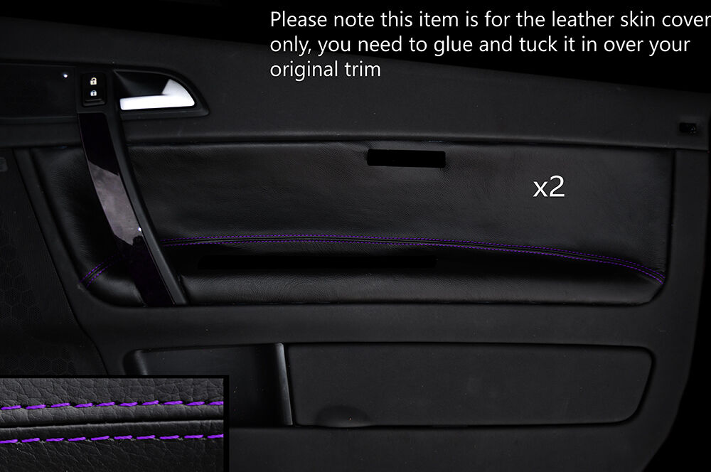 RED STITCH 2X FRONT DOOR CARD TRIM LEATHER COVERS FITS VOLVO C70 2006-2014