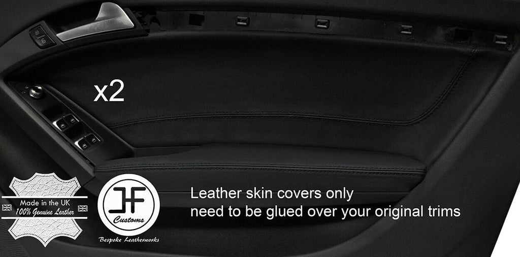 BLACK STITCH 2X FRONT DOOR CARD TRIM LEATHER COVERS FOR AUDI A5 CABRIO 09-16