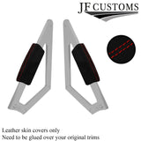 RED STITCH SUEDE 2X CONSOLE KNEE PAD TRIM COVERS FOR AUDI TT MK1 1998-2006