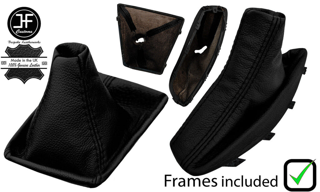 BLACK LEATHER MANUAL GEAR & HANDBRAKE GAITER+PLASTIC FRAME FOR BMW X3 E83 03-10