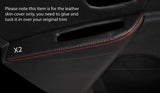RED STITCH 2X REAR DOOR ARMREST SKIN COVER FITS RENAULT MEGANE MK3 08-13