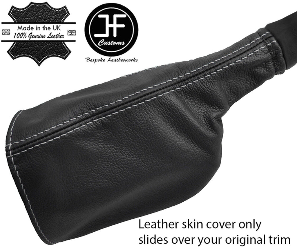 GREY STITCH REAL LEATHER HANDBRAKE GAITER COVER FITS DEFENDER 90 110 STYLE 2