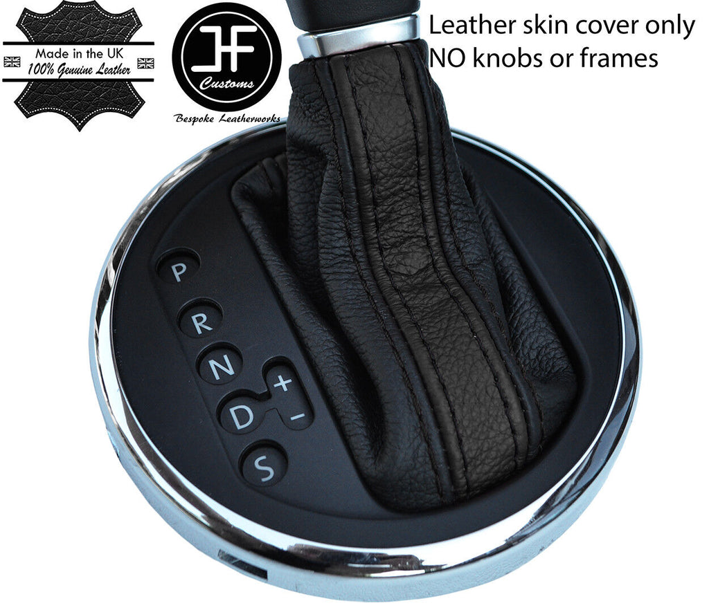 BLACK & BLACK STRIPE AUTO AUTOMATIC LEATHER GEAR GAITER FOR VW T5 TRANSPORTER
