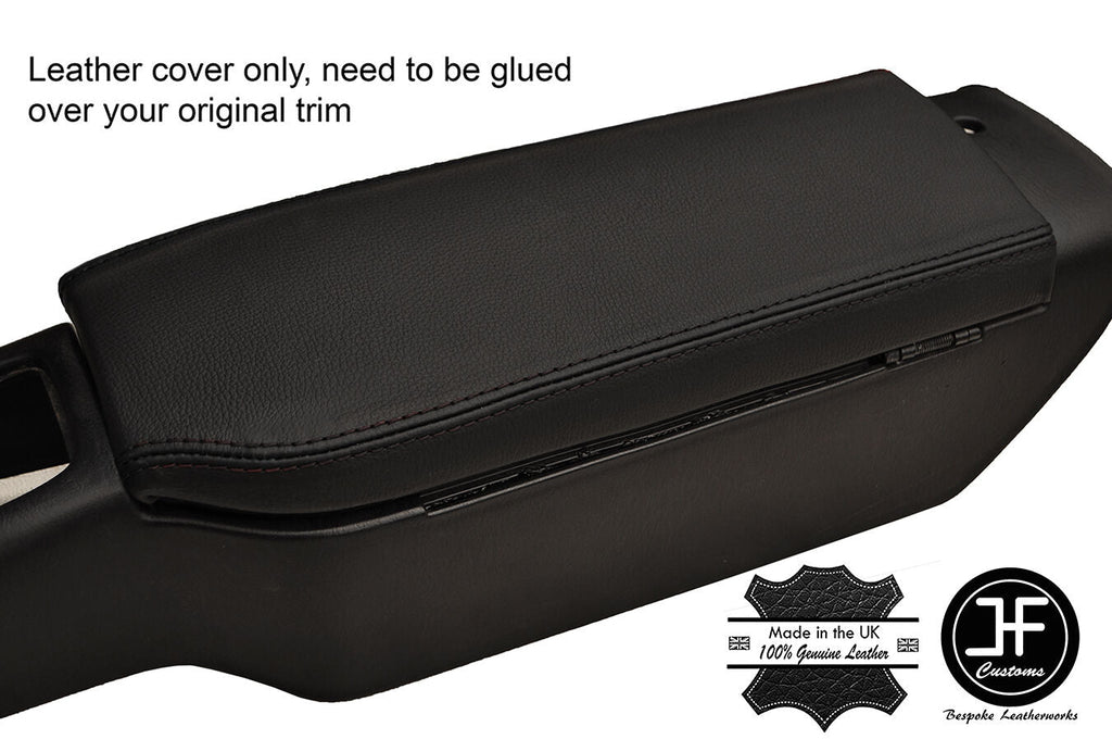 BLACK STITCH REAL LEATHER ARMREST LID COVER FITS MAZDA MX5 MK2 1998-2000