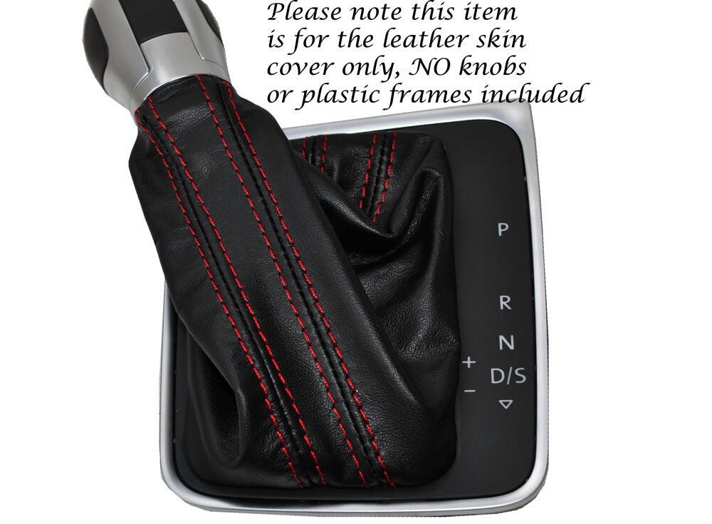 RED STITCH DSG AUTO AUTOMATIC LEATHER GAITER FITS VW GOLF MK7 VII JETTA 2013+