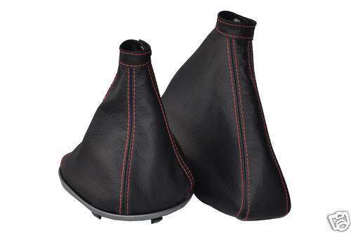 FITS ALFA ROMEO 156 FL GAITERS LEATHER RED STITCH 2003-2005 MADE IN UK