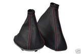 FITS ALFA ROMEO 156 FL GAITERS LEATHER RED STITCH 2003-2005 MADE IN UK