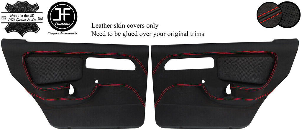 RED STITCH 2X REAR DOOR CARD LEATHER COVERS FOR FORD SIERRA RS COSWORTH JF1