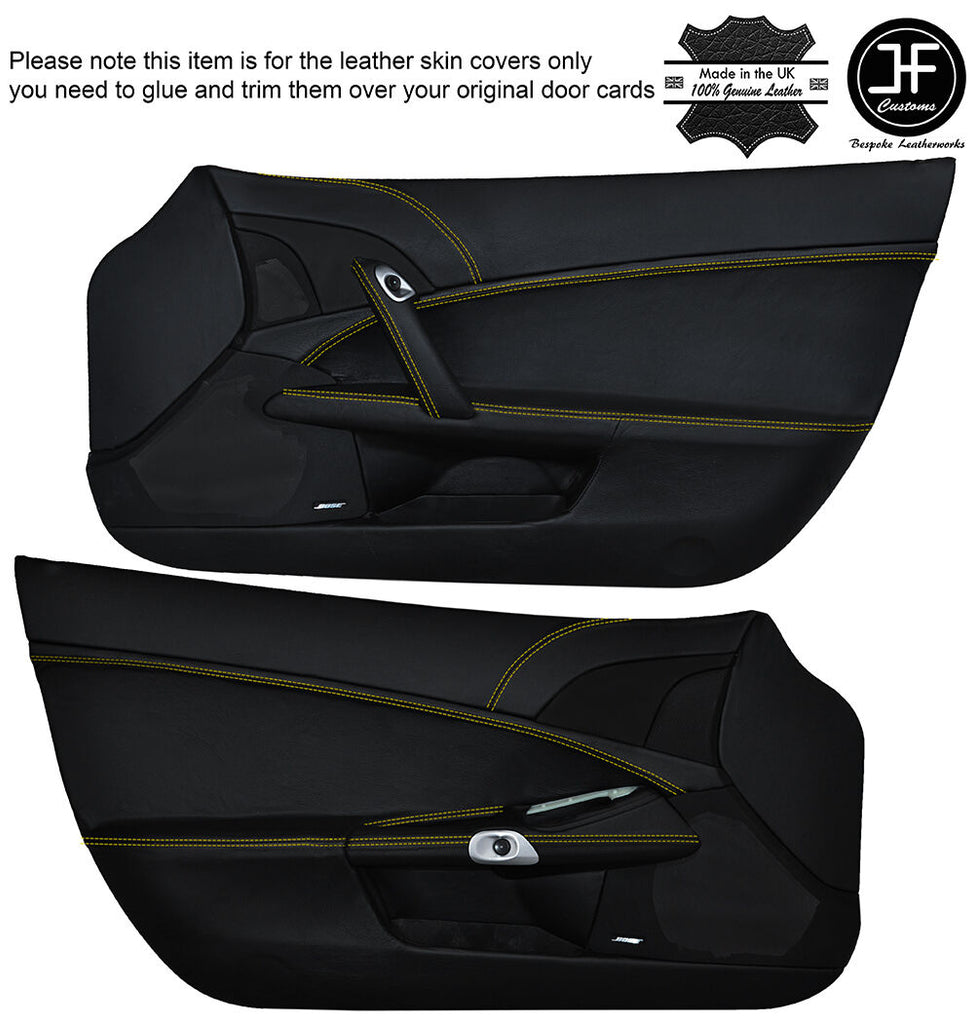 YELLOW STITCH FOR CHEVROLET CORVETTE C6 2005-13 CUSTOM LEATHER DOOR PANEL COVERS