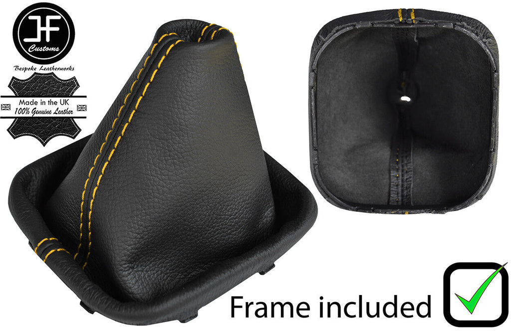 YELLOW STITCH LEATHER MANUAL GEAR GAITER+PLASTIC FRAME FITS VW GOLF MK6 VI 09-13