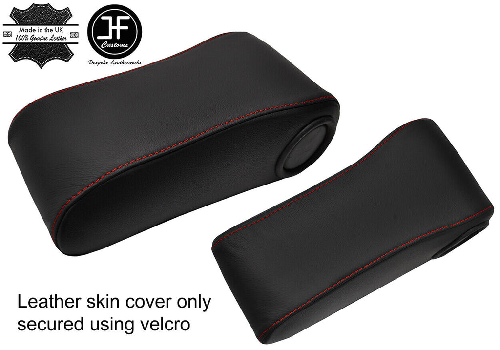 RED STITCH TOP GRAIN REAL LEATHER ARMREST COVER FOR MERCEDES W124 93-96