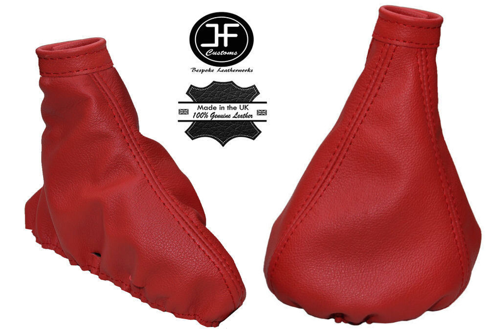 RED REAL LEATHER MANUAL GEAR & HANDBRAKE GAITER FITS ALFA ROMEO 147 2000-2004